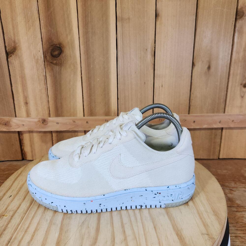 Nike Air Force 1 Low Crater Flyknit Shoes Womens 8.5 White Canvas Sneakers